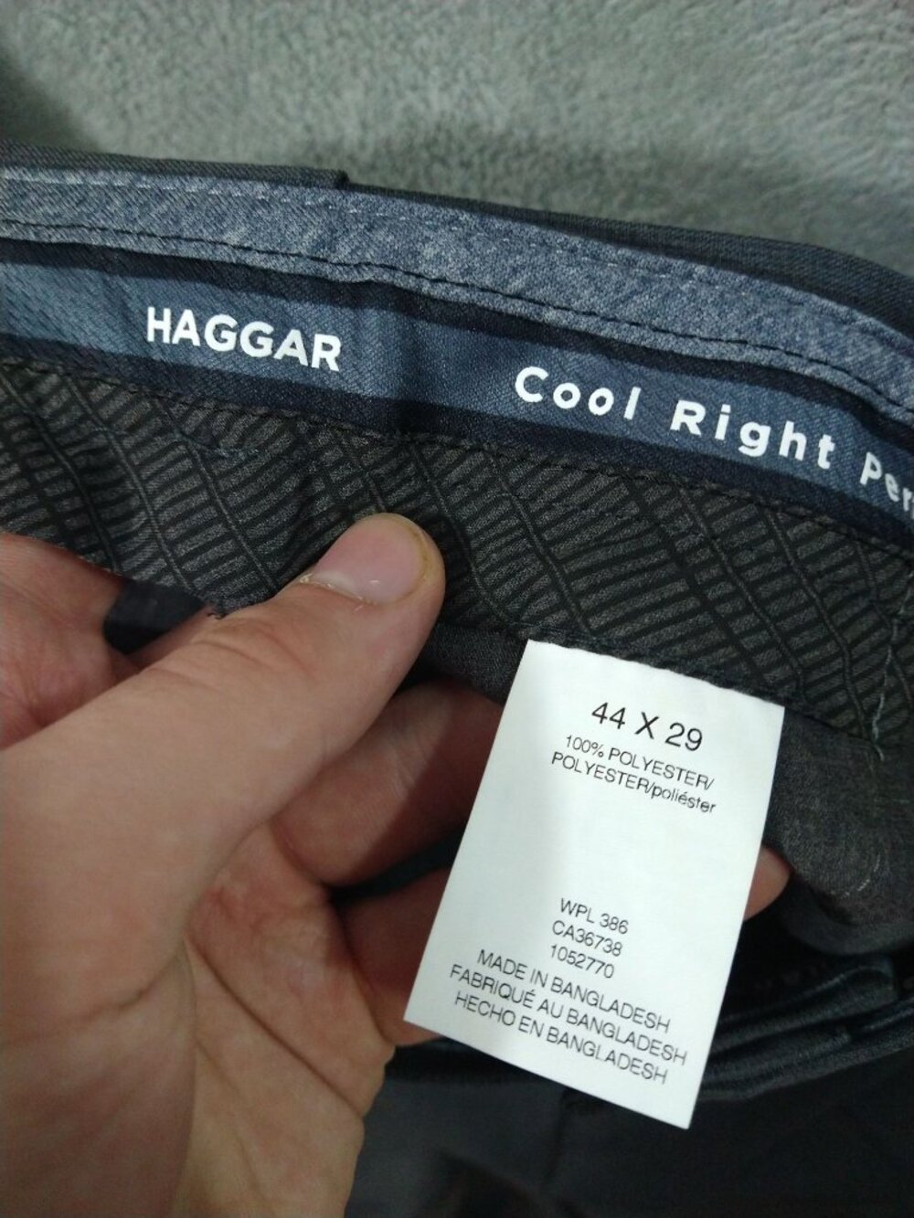 Haggar Dress Pants Mens 44x29 Gray Cool Right Performance Flex Classic Fit Flat - Picture 8 of 10